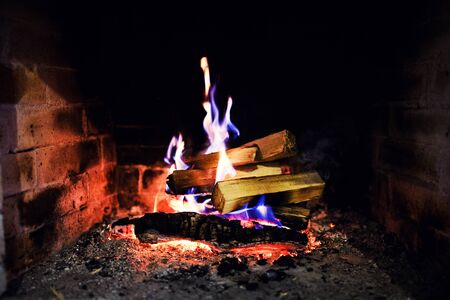 burn fire in fireplace