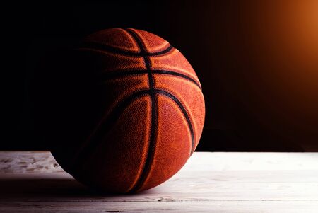 basketball ball on black background.の写真素材