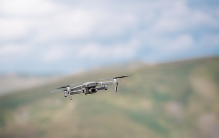 The drone takes pictures of the Carpathian mountains, Ukraine, Europeの写真素材