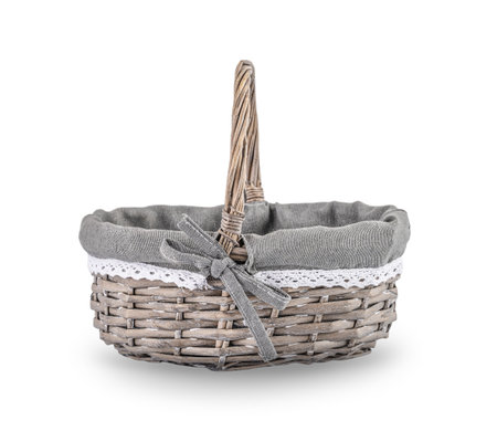 empty wooden basket isolated on white backgroundの写真素材