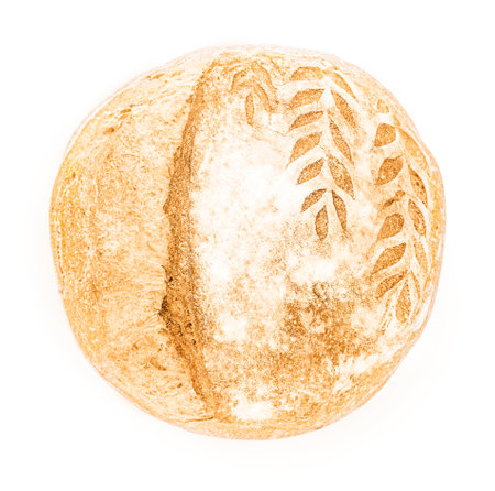 freshly baked bread isolated on white backgroundの写真素材