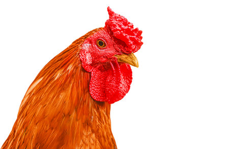Beautiful Hen portrait isolated on white background with clipping path.の写真素材