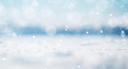 Winter landscape with snowy background and snowflakes. Christmas conceptの写真素材