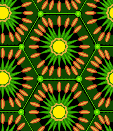 Seamless pattern with abstract geometric shapes, inscribed in the hexagons.Greenのイラスト素材