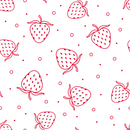 Seamless ornament with strawberries in a linear fashion.のイラスト素材