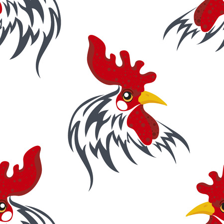 Seamless pattern with the head of a cockのイラスト素材
