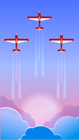 Planes in the sky at dawn. Vectorのイラスト素材