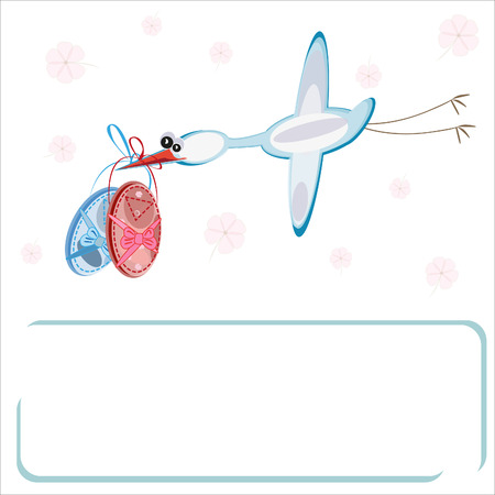 Stork delivering a newborn babiesのイラスト素材