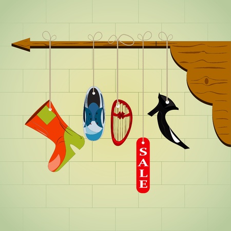 Sale Shoes - boots, sneakers, slippers and other shoesのイラスト素材