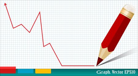 business graph and red pencil on the background of notebookのイラスト素材