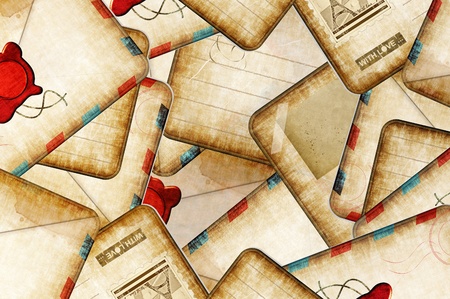 grungy retro background with old envelopesの写真素材