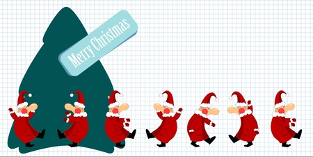 Christmas santa claus and a Christmas tree with place for textのイラスト素材