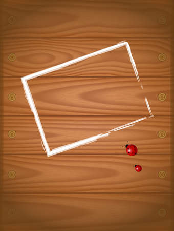 wooden background with a ladybug and place for textのイラスト素材