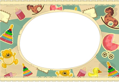 Baby Arrival Card with Photo Frame のイラスト素材