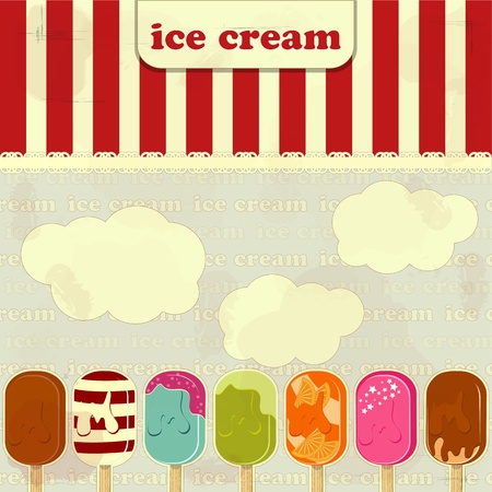ice cream set  - vintage posterのイラスト素材