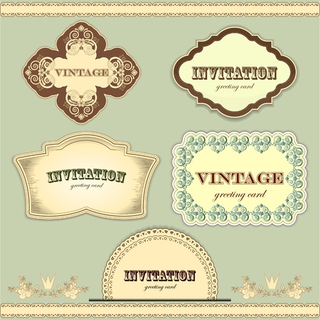 vintage labels set - vector illustrationのイラスト素材