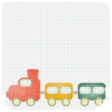 retro background with a toy train and place for text - vector illustrationのイラスト素材