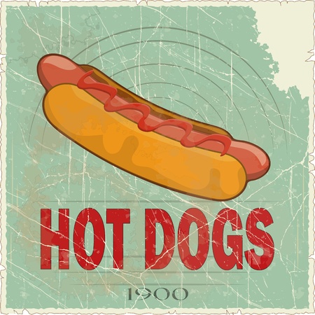 Grunge Cover for Fast Food Menu - hot dog on vintage background - vector illustrationのイラスト素材
