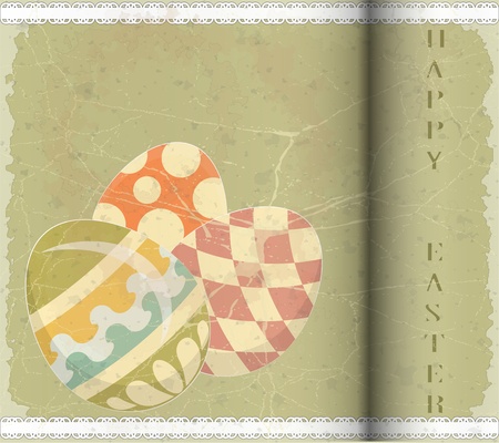Easter Eggs -  old postcard in vintage style - vector illustrationのイラスト素材