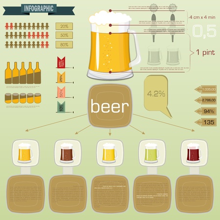 Vintage infographics set - beer icons and elements for presentation and graphのイラスト素材