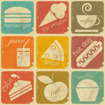 set of Vintage Food Labels - Retro Signs with Grunge Effectのイラスト素材