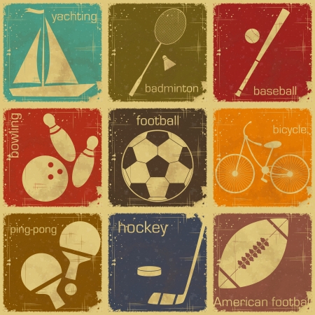 set of Vintage Sport separate  Labels - Retro Signs with Grunge Effect in colo