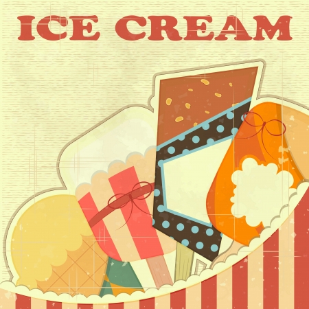 Ice Cream Retro color Cover Vintage Menu for Confectioneryのイラスト素材