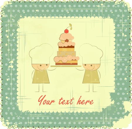 Vintage Menu Card Designs with Chefs in Retro Style, kids menu, birthday card のイラスト素材