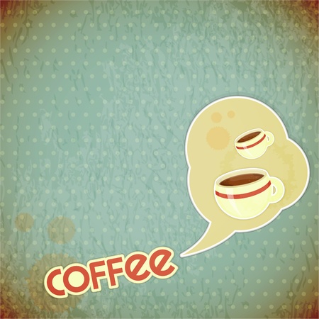 Template menu of coffee - coffee cups and lettering Coffee on Vintage background in retro styleのイラスト素材