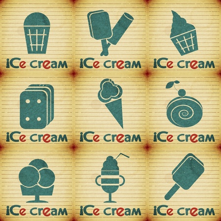 Ice Cream Vintage set labels illustrationのイラスト素材