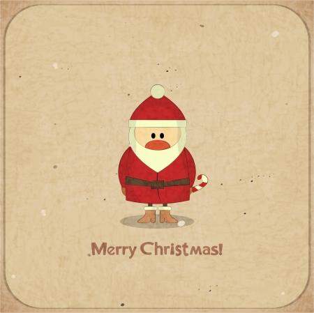 Santa Claus on vintage background, Merry Christmas postcard in Retro style のイラスト素材