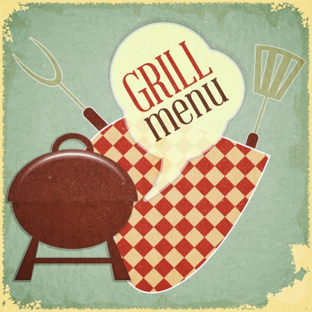Retro Design Grill and Barbecue Menu - illustrationのイラスト素材