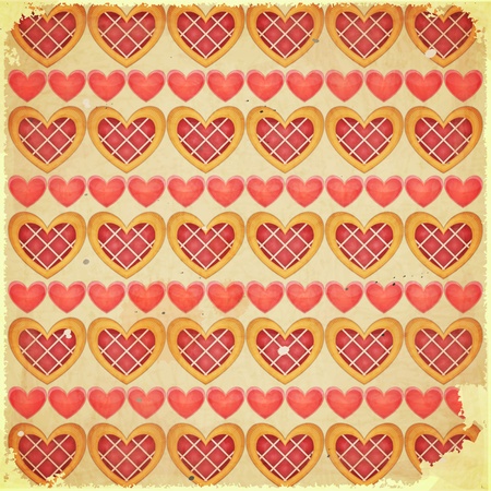 Retro Valentines Day Background with Hearts in Vintage Style. のイラスト素材
