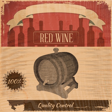 Retro Menu Wine Card with Cask in Vintage Style. Vector Illustration.のイラスト素材