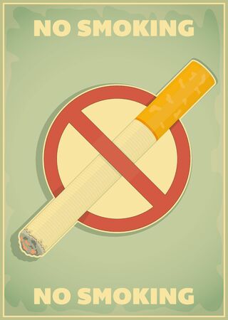 Retro poster - The Sign No Smoking in Vintage Style - Vector illustrationのイラスト素材