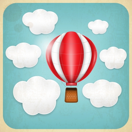 Vintage Balloon in Cloudy Sky のイラスト素材