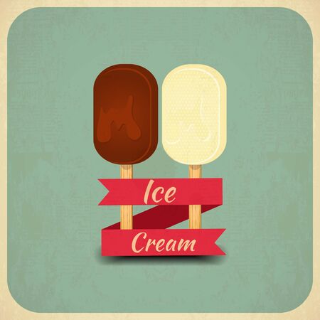 Ice Cream Dessert Vintage Menu in Retro Style. のイラスト素材