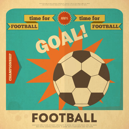 Football Poster. Soccer Placard in Retro Design Style. Vector Illustration.のイラスト素材
