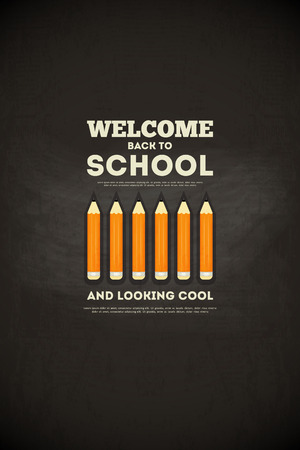 Chalkboard. Back to School Poster in Retro Style. Vector Illustration.のイラスト素材