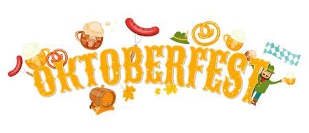 Oktoberfest beer festival emblem on white background vector illustration.のイラスト素材