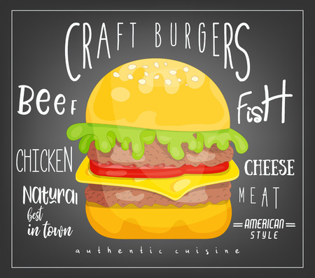 Big Burger on Black Background.のイラスト素材
