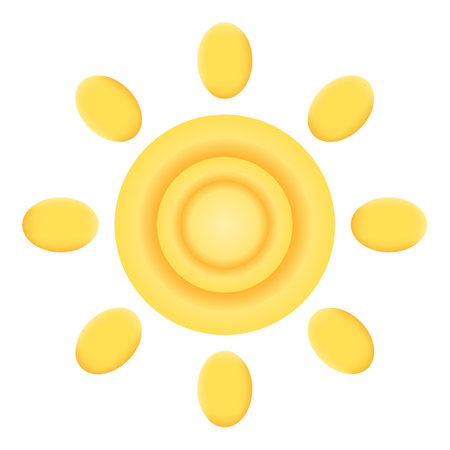 Cartoon Sun isolated on white background. 3D vector illustrationのイラスト素材