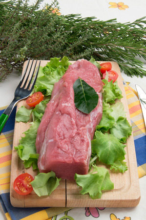 Raw pork filletの写真素材