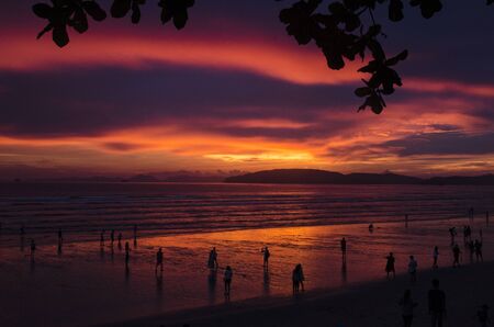 SUNSET ON THE BEACHES OF KRABI, THAILANDの写真素材