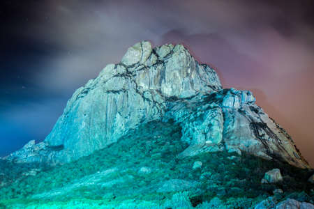 PeÃ±a de Bernal, a monolith among vineyardsの写真素材