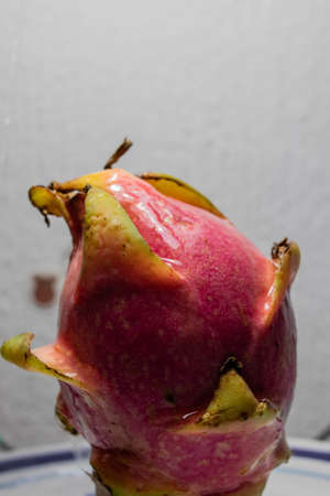 Pitaya, the dragon fruit being cutの写真素材