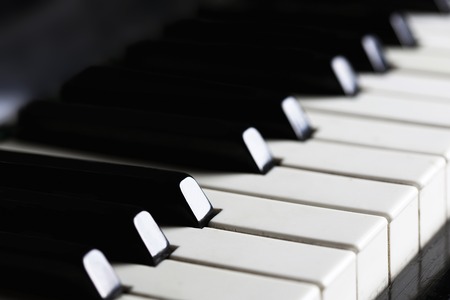 Piano keys close-up. Horizontal image.