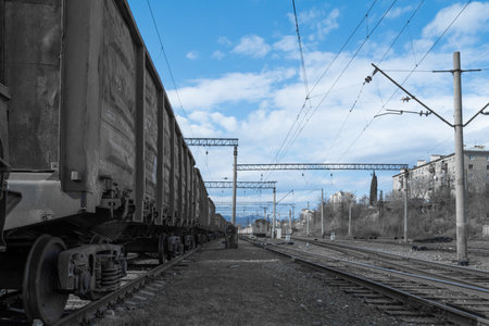 Georgia, Tbilisi. Railway junction. Old railway cars. Freight and passenger wagons out of service.