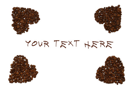 hearts from coffee beans isolated on a white backgroundの写真素材