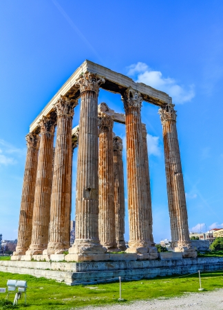 ruins of ancient temple of Zeus, Athens, Greece, light HDRの写真素材